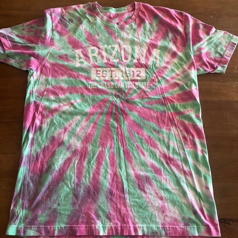 Arizona‎ est. 1912 Grand Canyon Tie Dye Mens Large Short Sleeve Graphic T Shirt